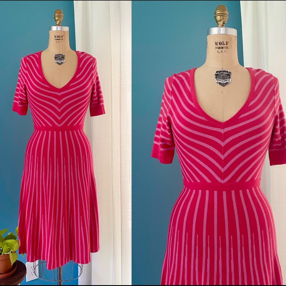 Boden Amelie Knit Dress in Pink and Red Stripes